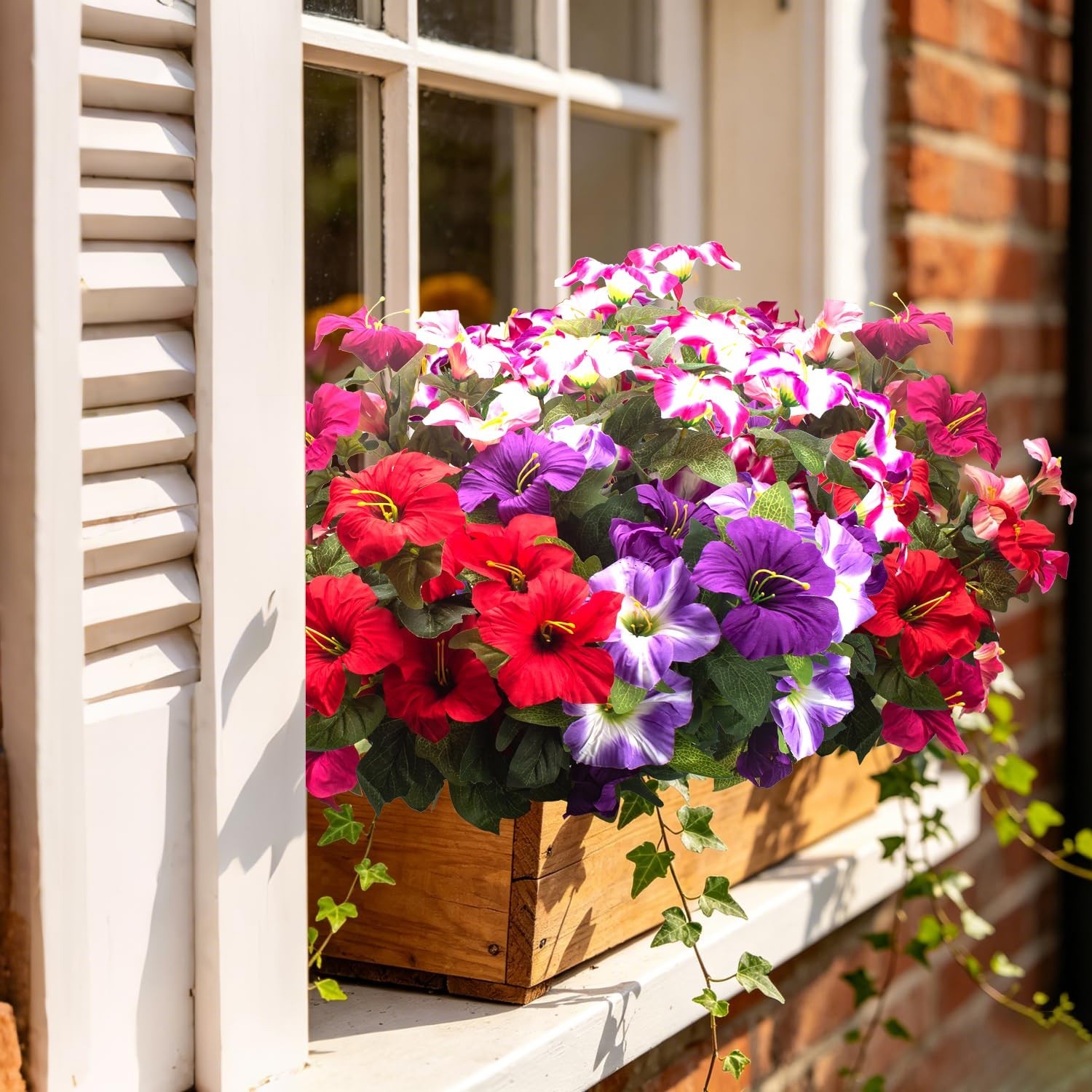 Vibrant UV Resistant Faux Petunias – Silk Flowers for Outdoor Decor, Maintenance