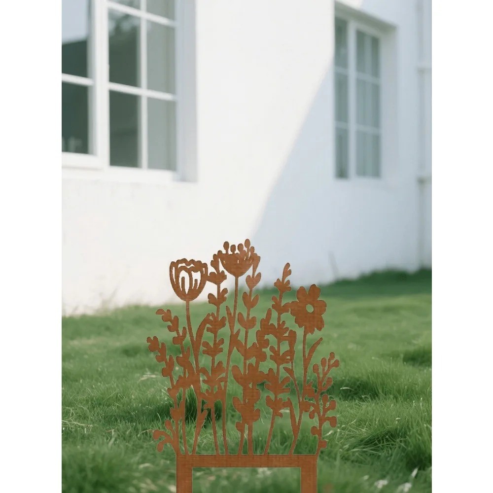 Rustic Metal Garden Stake – Vintage Outdoor Lawn Flower Bed Decor 1pc