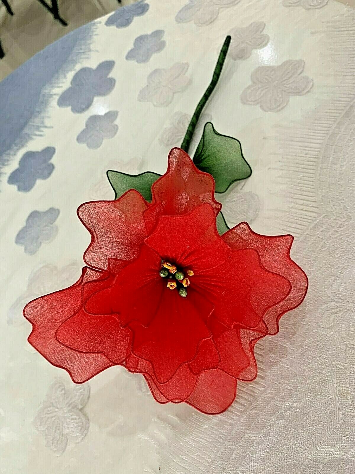 1pcs Xmas Flower Thai Cherry Nylon Fabric Artificial Handmade Decorate Hang Vase