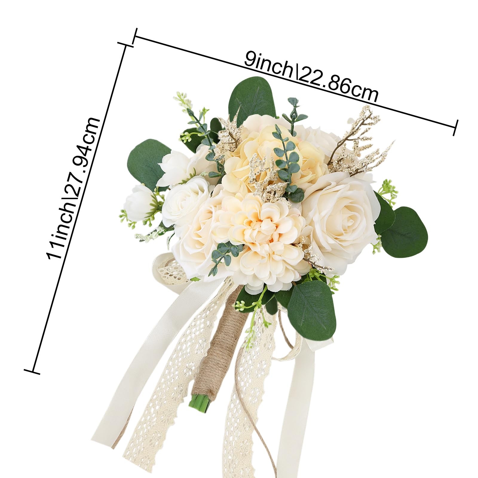 Set of 2 Bridesmaid Bouquets for Wedding, 9 Inch Boho Bridesmaid Flowers for …
