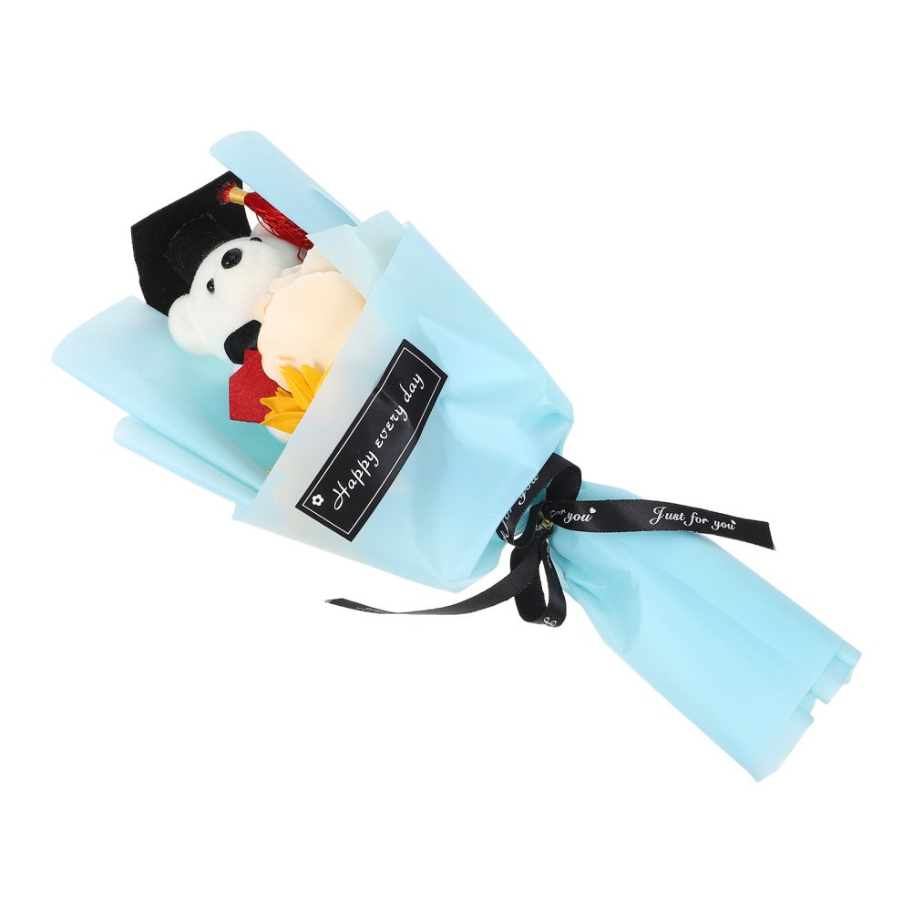 Graduation Flower Bouquet Artificial Stuffed Animals Decorated Bear for