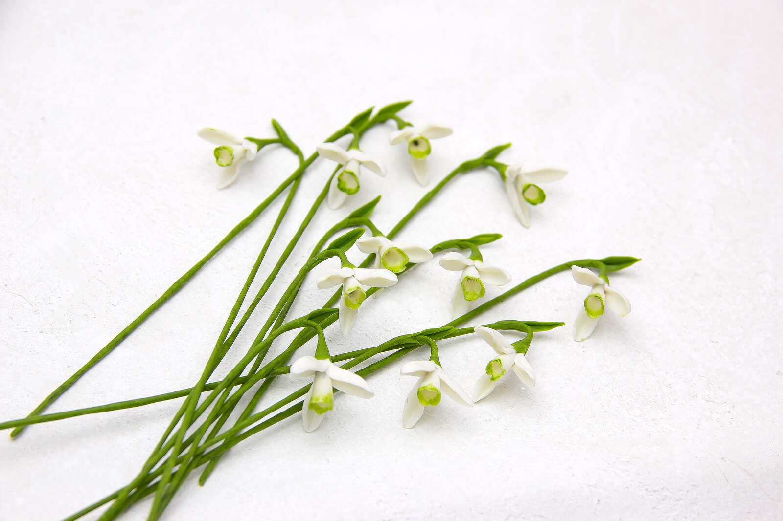 10pcs Snowdrop Flowers Polymer Clay Handmade Flowers Bridal Bouquet Wedding