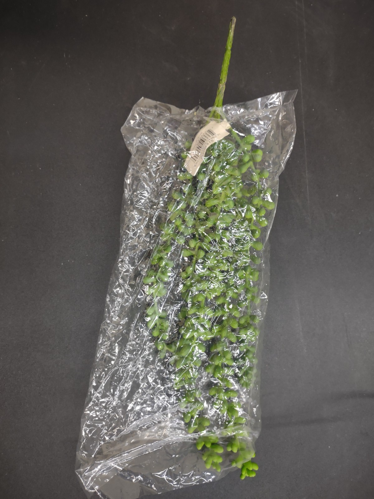 16 Inch Bead Succulent Plant, Hanging, Green/Grey, Retro Plastic Collectible