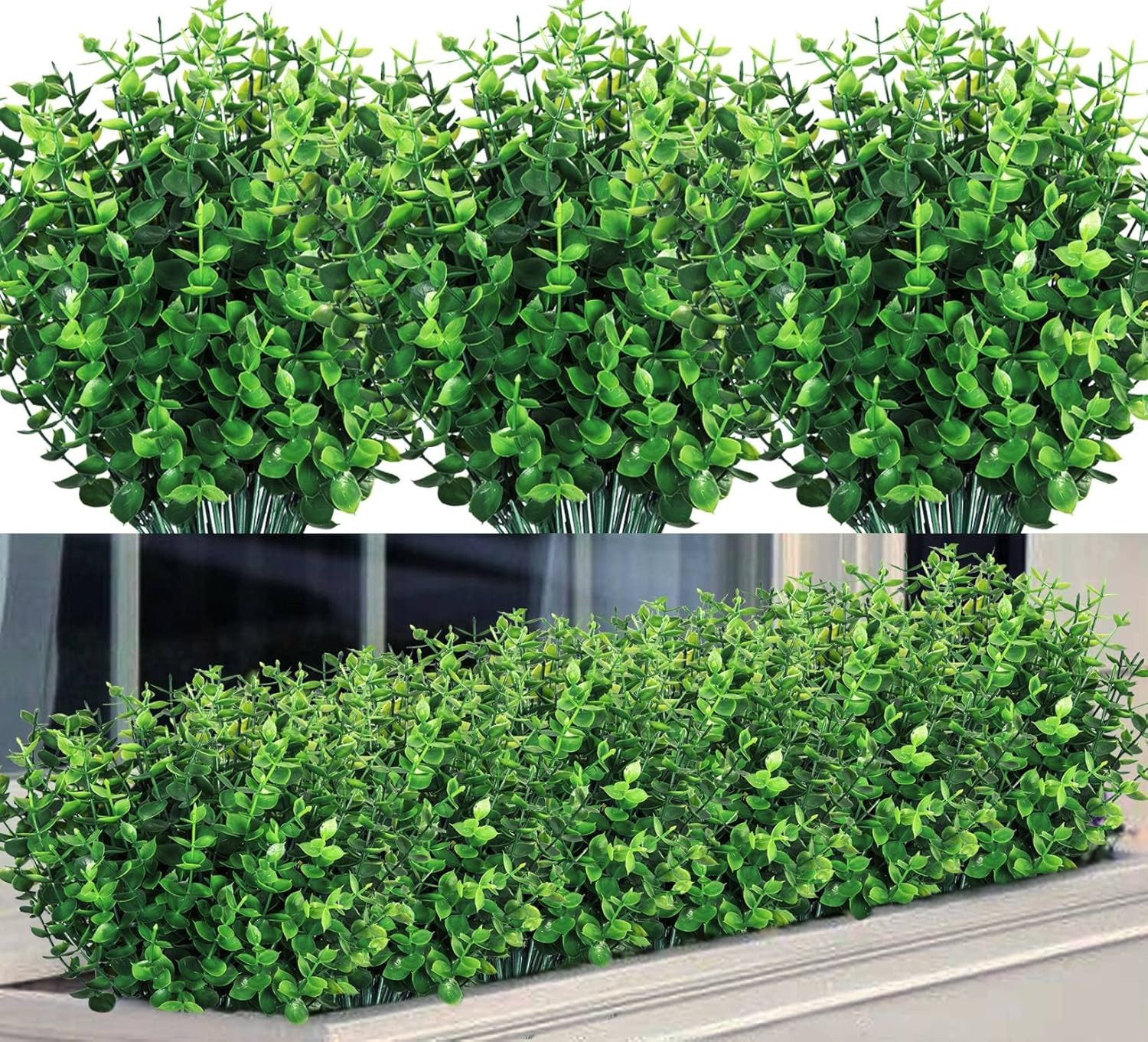 8 Bundles Artificial Greenery Stems Fake Plants Outdoor UV Resistant Faux Plasti