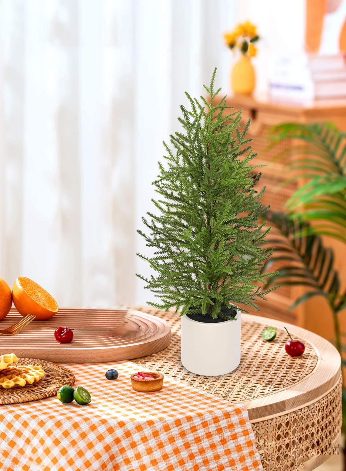 2.6FT Mini Pine Tree – Realistic Artificial Topiary Plant for Home Decor, Indoor