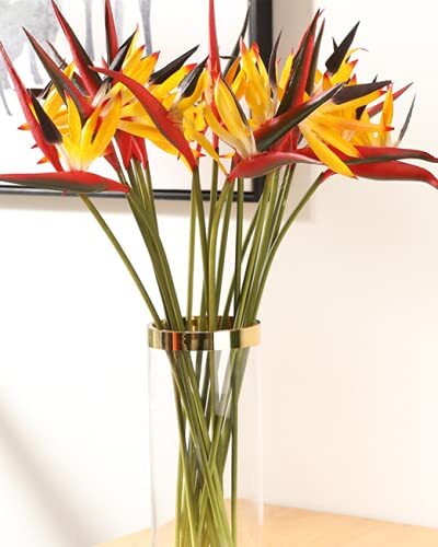 6 Pcs 23″ Yellow Artificial Bird of Paradise Flower Strelitzia Bouquets