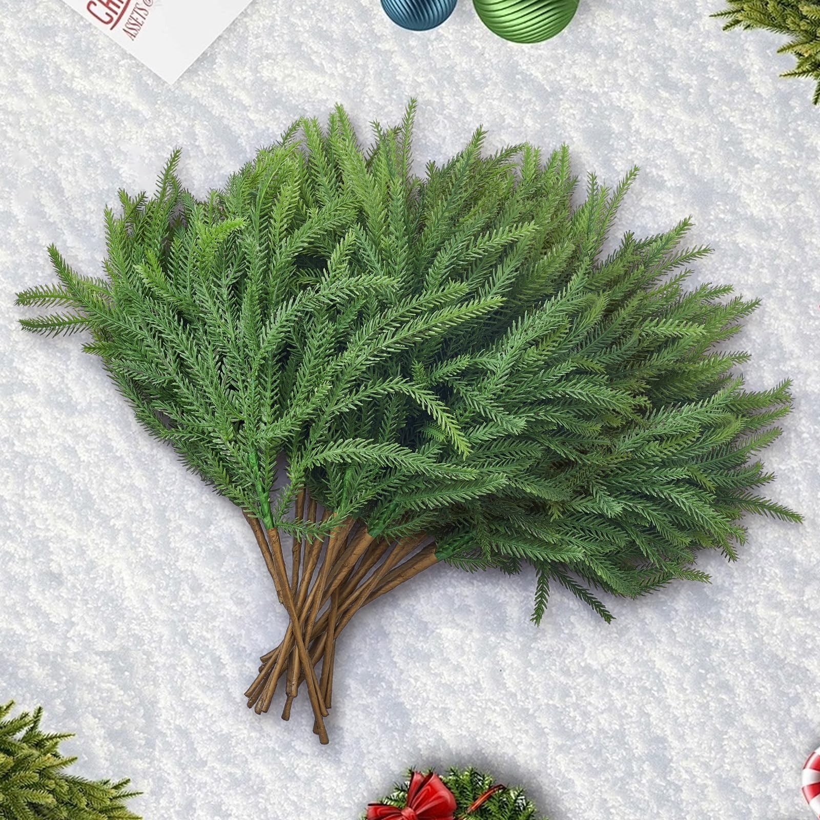 16 Pcs Norfolk Pine Stems, 19″ Long Artificial Norfolk Pine Branches, Real To…