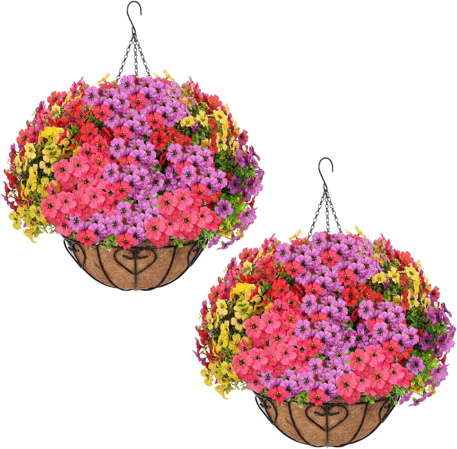 Artificial Hanging Flower for Outdoors, Fake Hanging Basket for Outside,1 Hangin
