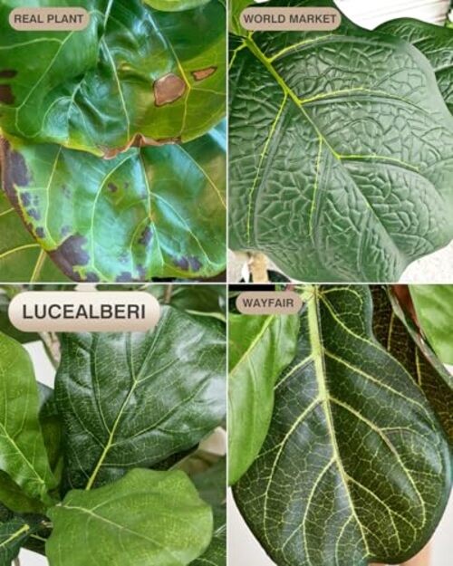 Artificial Fiddle Leaf Fig Tree 6FT – Large Fake Tree with White 6ft Green