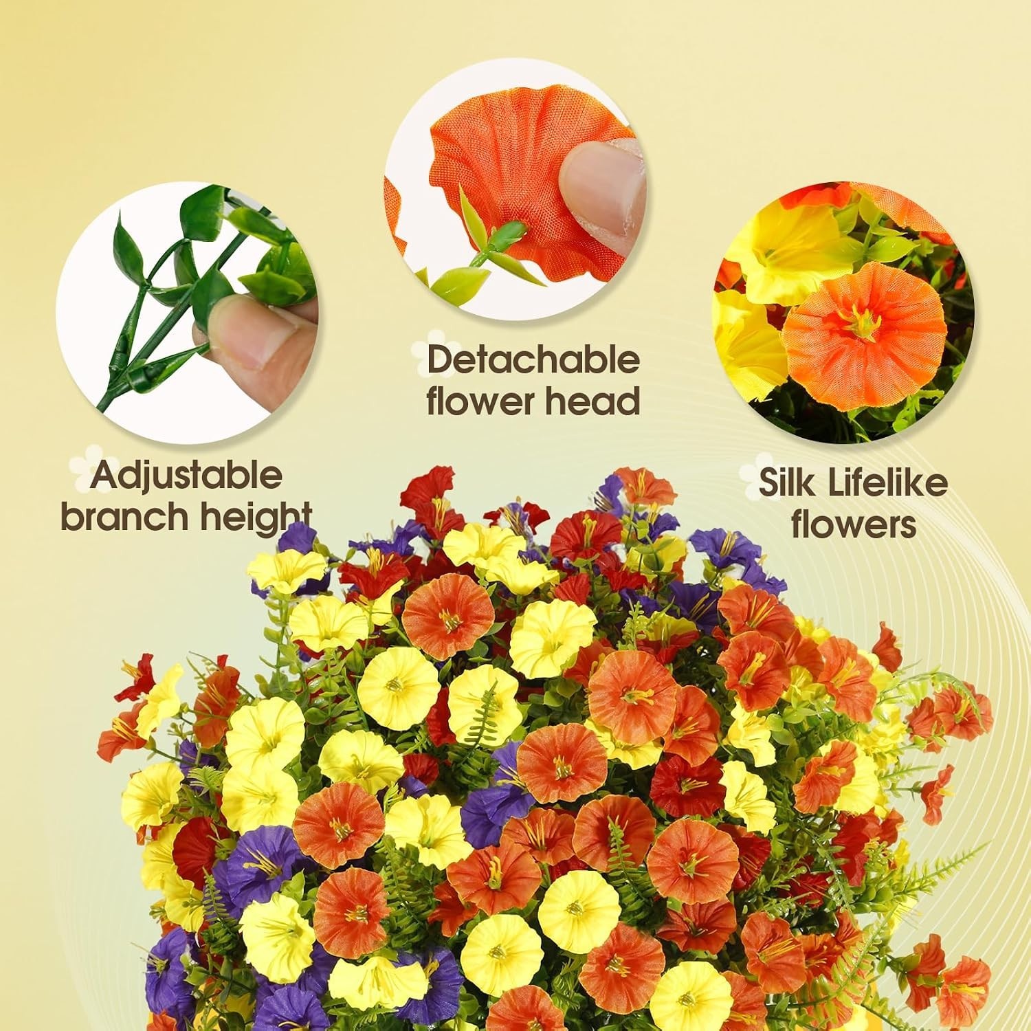 Artificial Morning Glory UV Resistant Outside 36 pcs 4 Colors Garden Artifici…