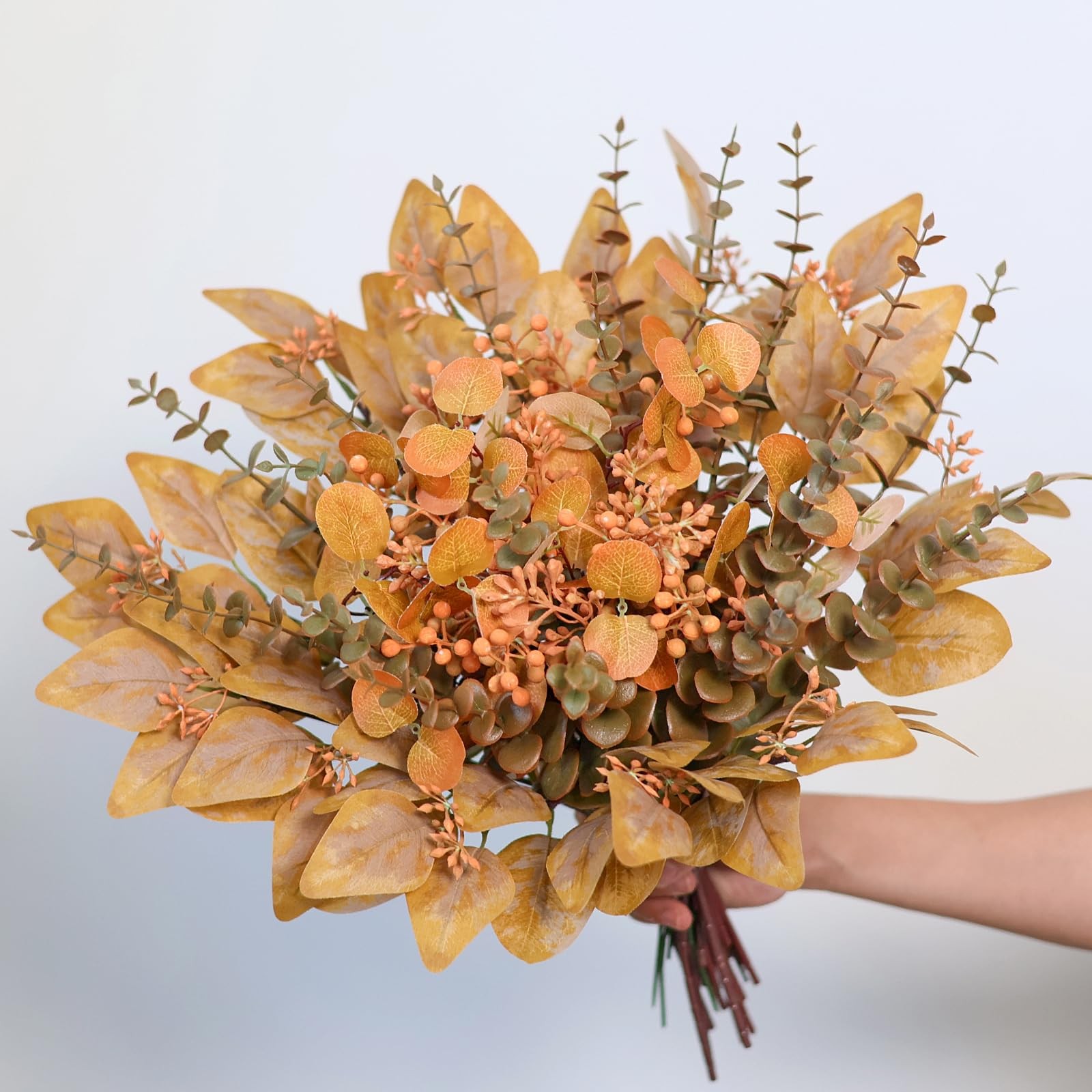 120 Pcs 5 Kinds Mixed Artificial Eucalyptus Leaves Stems and Fake Berry Bulk …