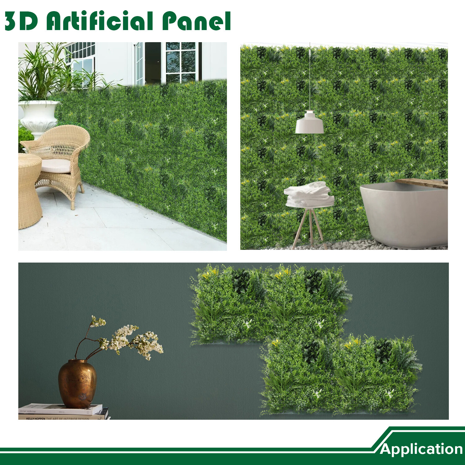 20″ Artificial Grass Mats 3D Mixed Plant Wall Hedge Decor For Home Festival #4