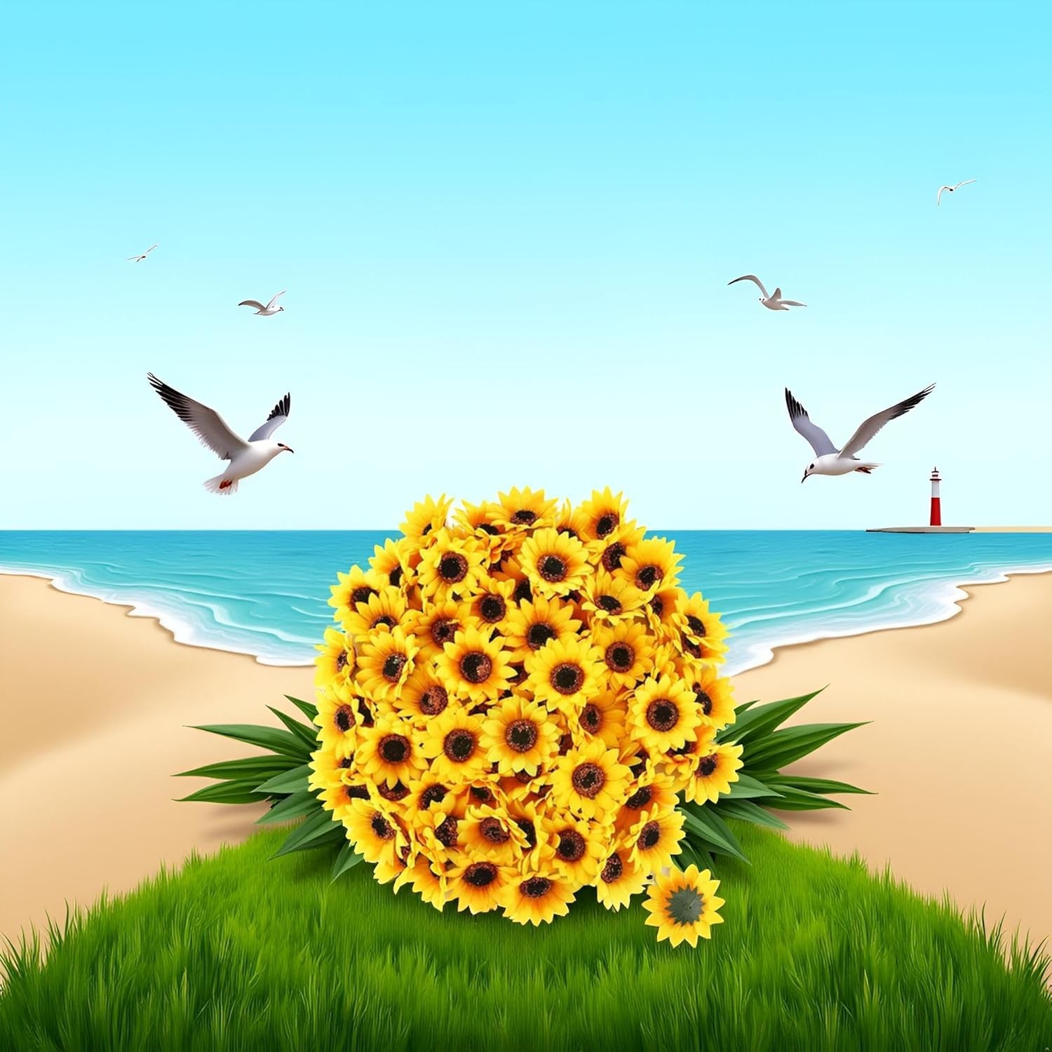Mini Yellow Artificial Flower Heads 100 PCS Fake Sunflower Fabric Craft Decor