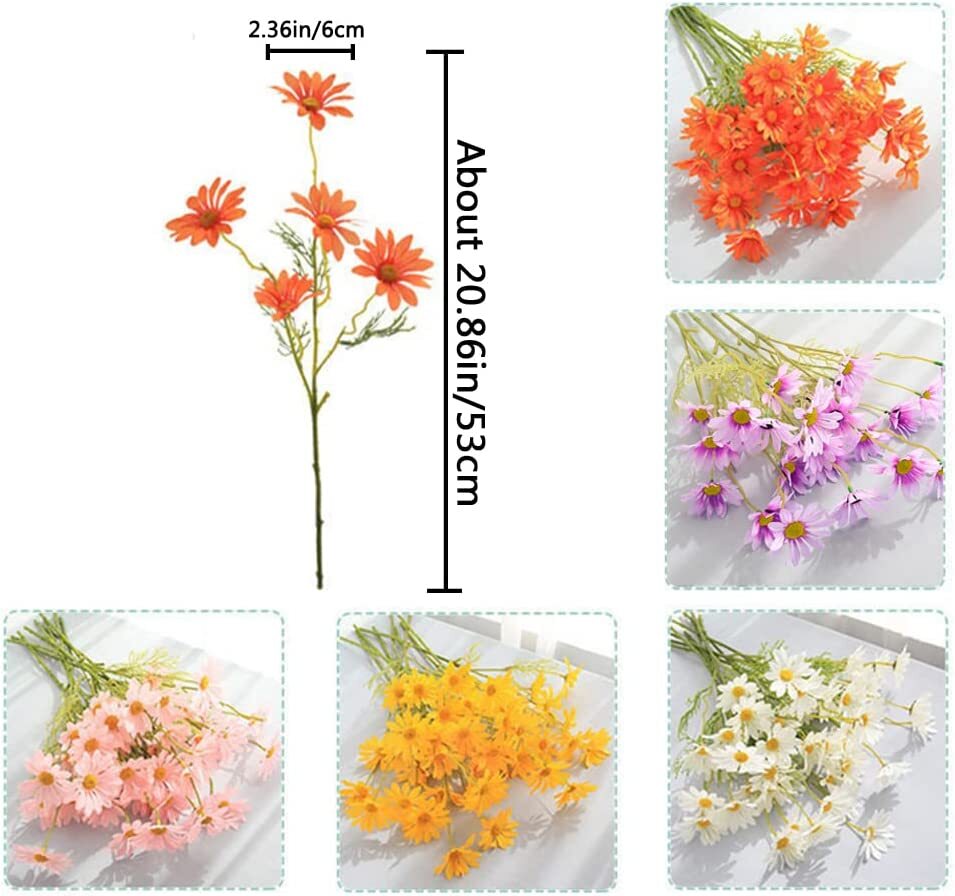 Artificial Silk Daisy Flower with Long Stems for Home Decor Indoor Outside Table