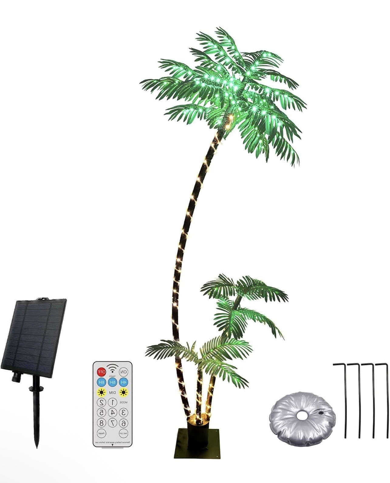 7ft Solar LED Palm Tree Light 260LED 3-Trunk Outdoor Garden Patio Décor Remote