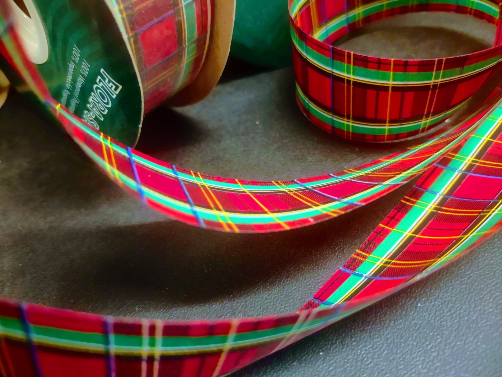 50 Yards Flora-Satin Waterproof Ribbon #9 Tartan Plaid Red Scottish Check 1.25″