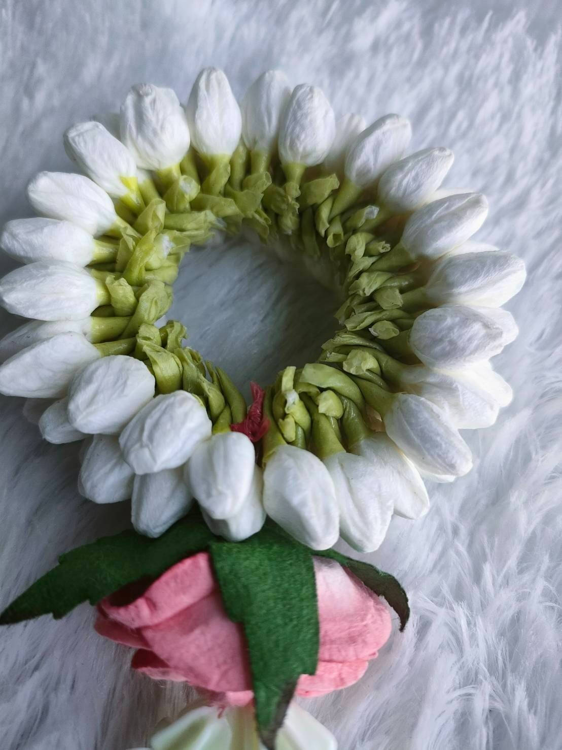 Garland Artificial Jasmine flowers Tissue Paper Fragrant Glue White Round Ubamal