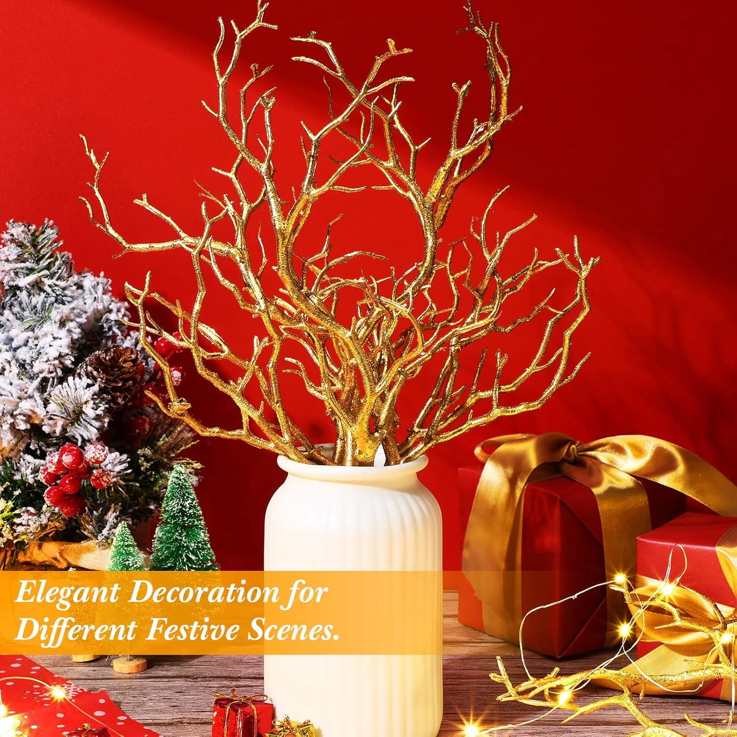 Geosar 13.8 Inch Small Manzanita Branches Plastic Faux Branches Artificial Antle