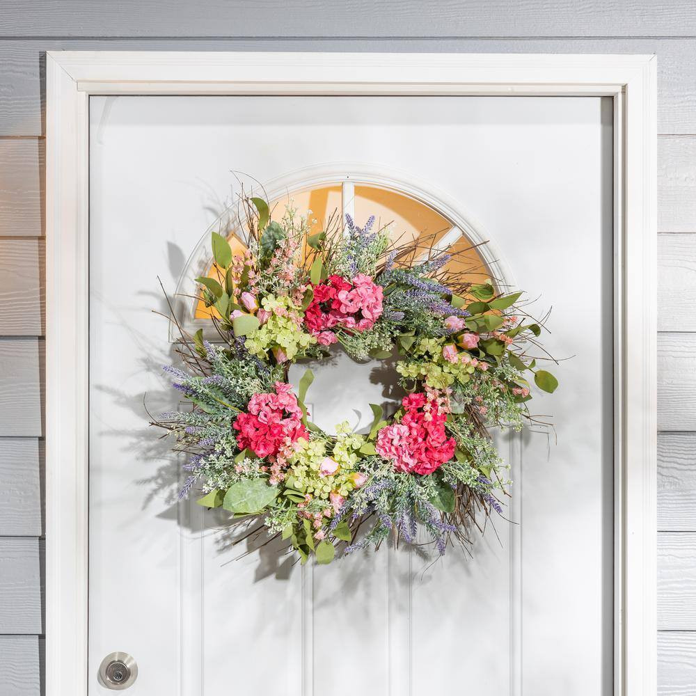 24 In. D Natural Twig and Mixed Flower Wreath