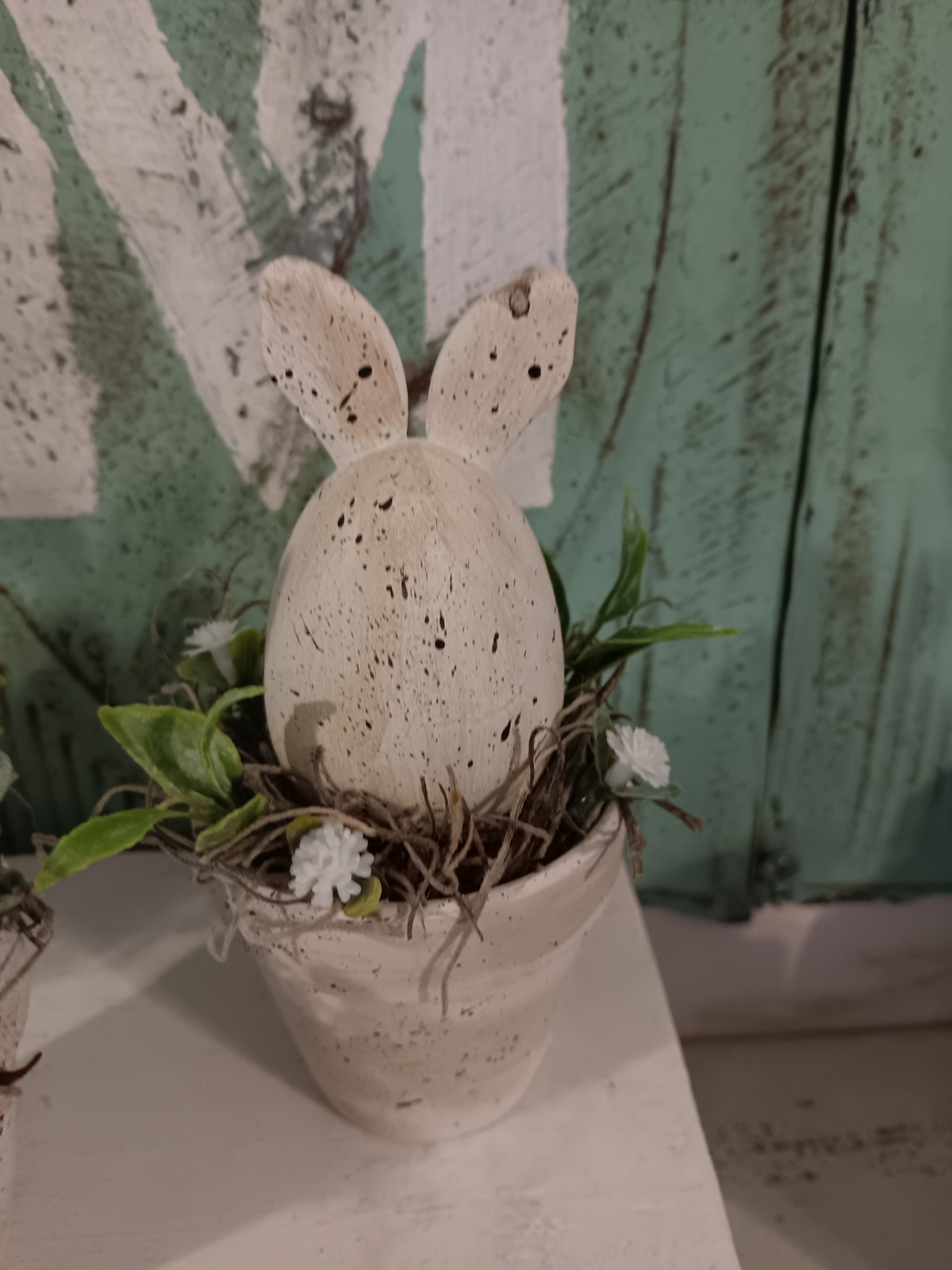 Spring/Easter Clay pots, hand painted with bunnies Set of 3