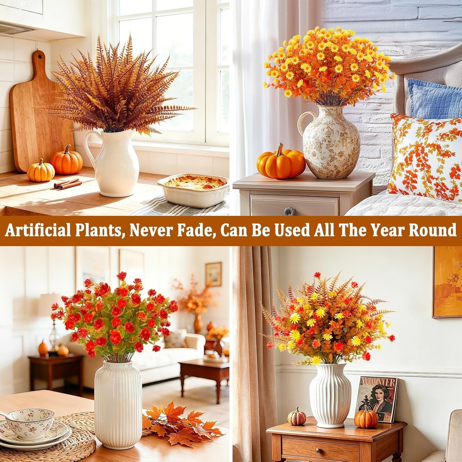Realistic 20 Bundle Fall Floral Set – Perfect for Thanksgiving & Seasonal Decor