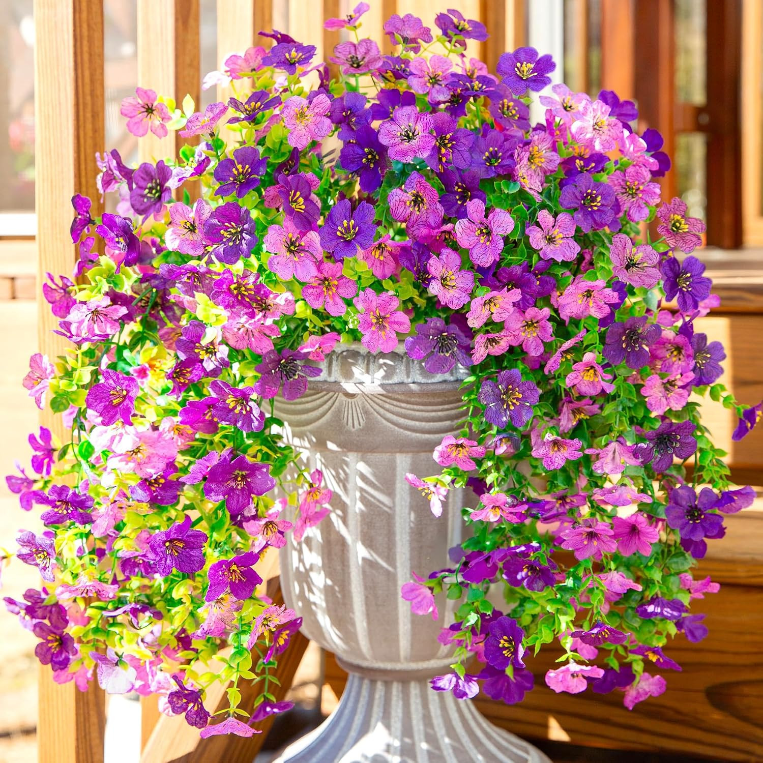 Artificial Faux Hanging Flowers Plants for Spring Outdoor outside Decoration, 2