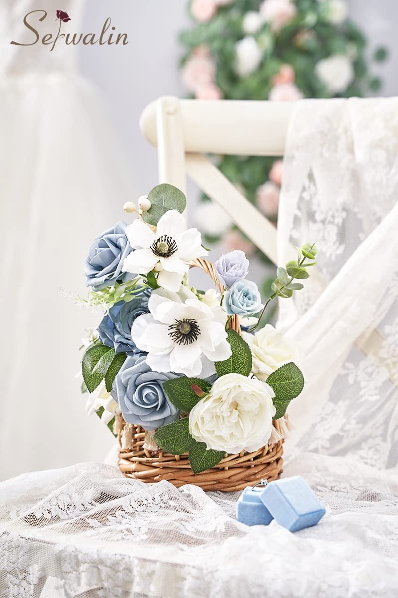 Dusty Blue Artificial Flowers Silk Flowers for Wedding Decor