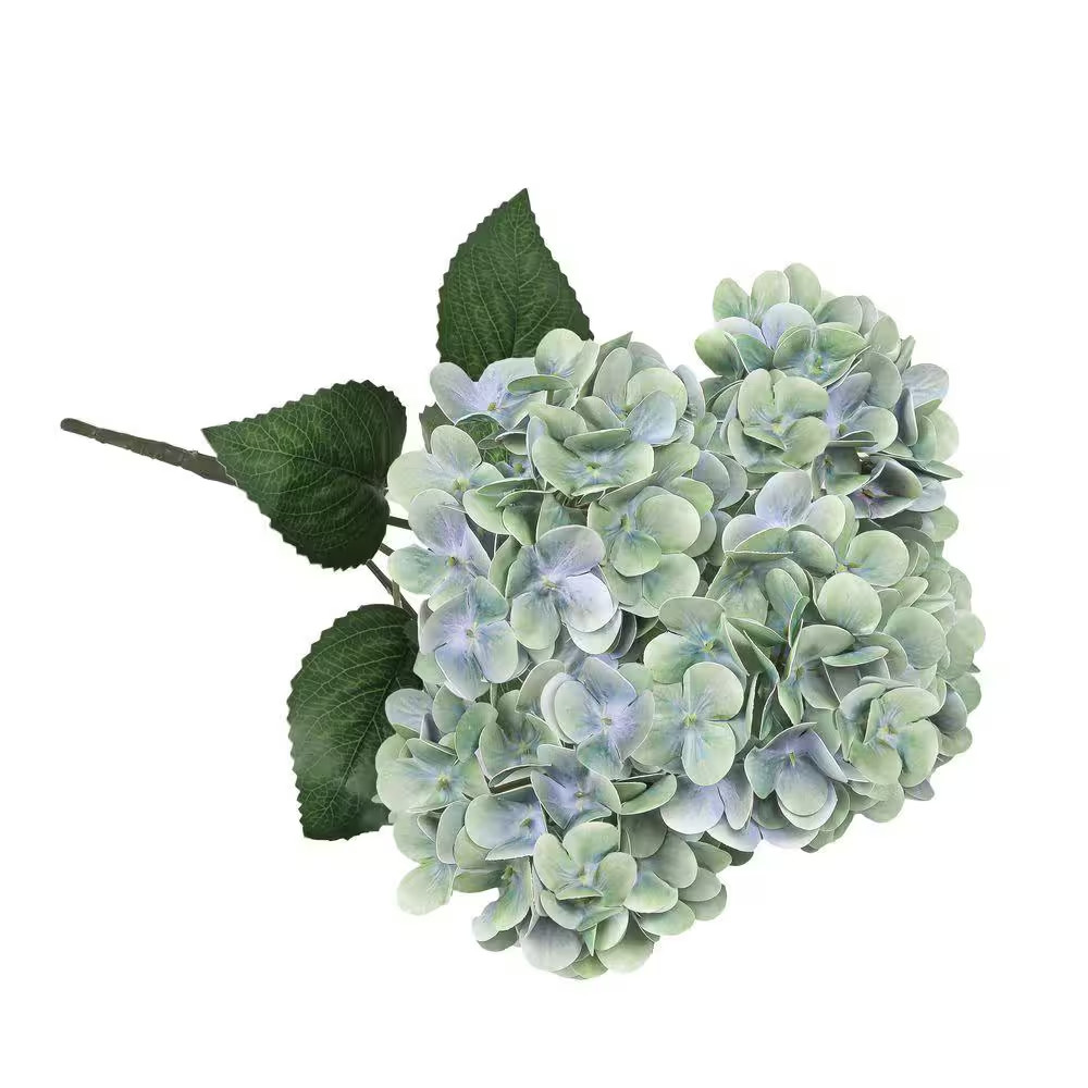 18 In. Mint Blue Natural Touch Artificial Hydrangea Flower Stem Bush Bouquet (Se