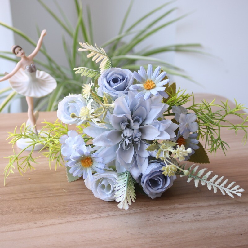 Dahlia Rose Chrysanthemum Simulation Bouquet Silk Flower Bride Wedding Props DIY
