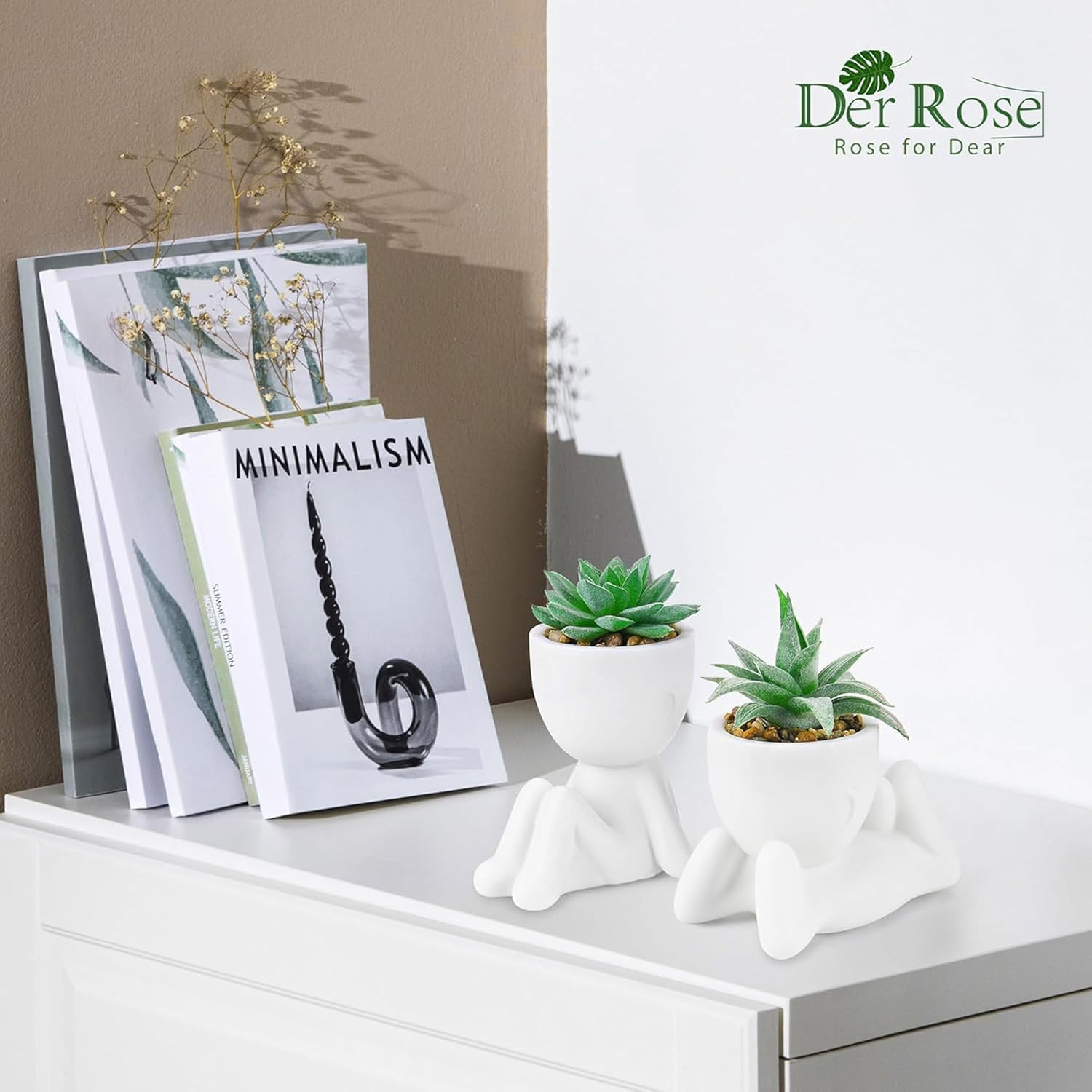 2 Pack Artificial Succulent Plants Fake Greenery Home Office Bathroom Decor