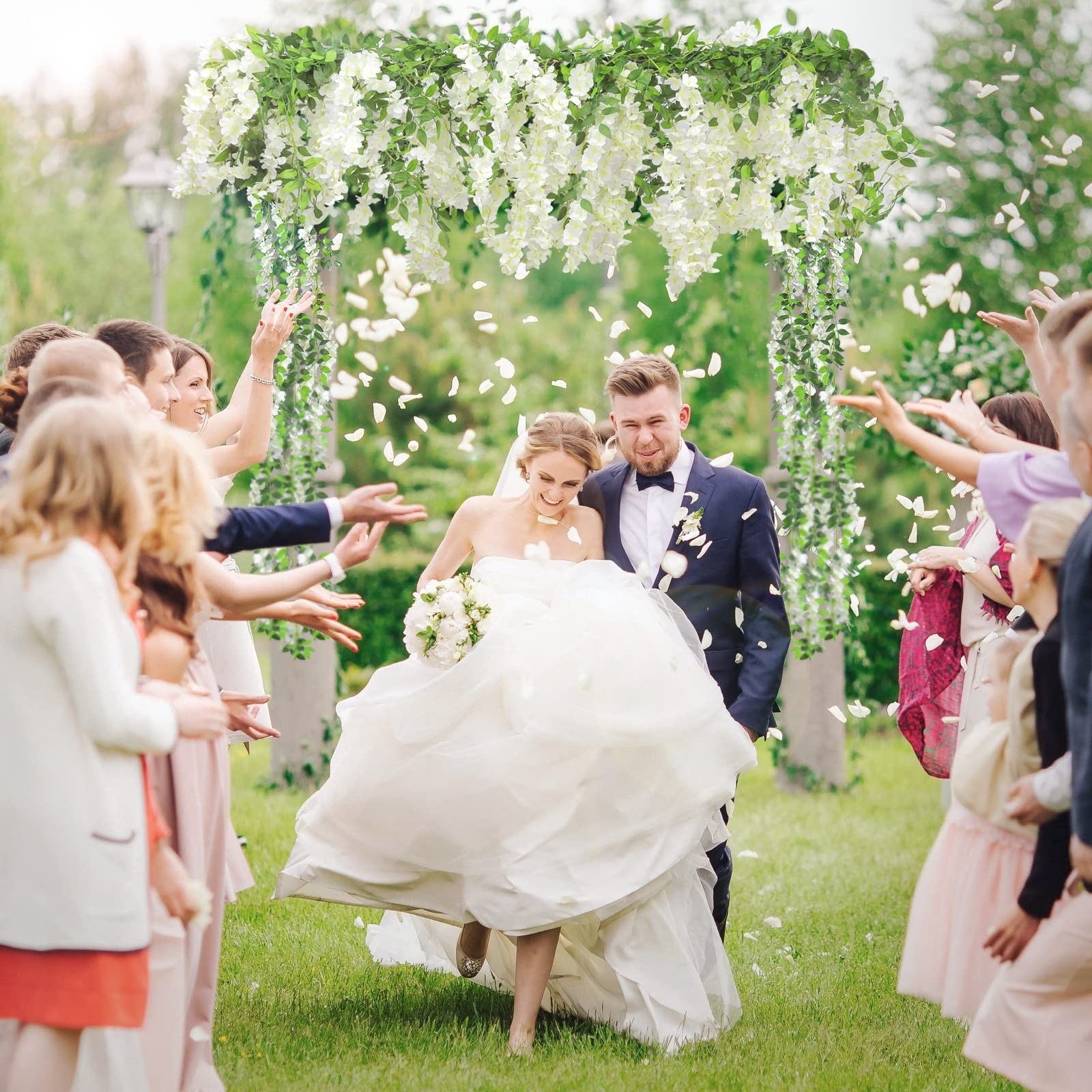 Wisteria Artificial Flowers Garland, 2Pcs Total 14.4FT White Wisteria Hanging…