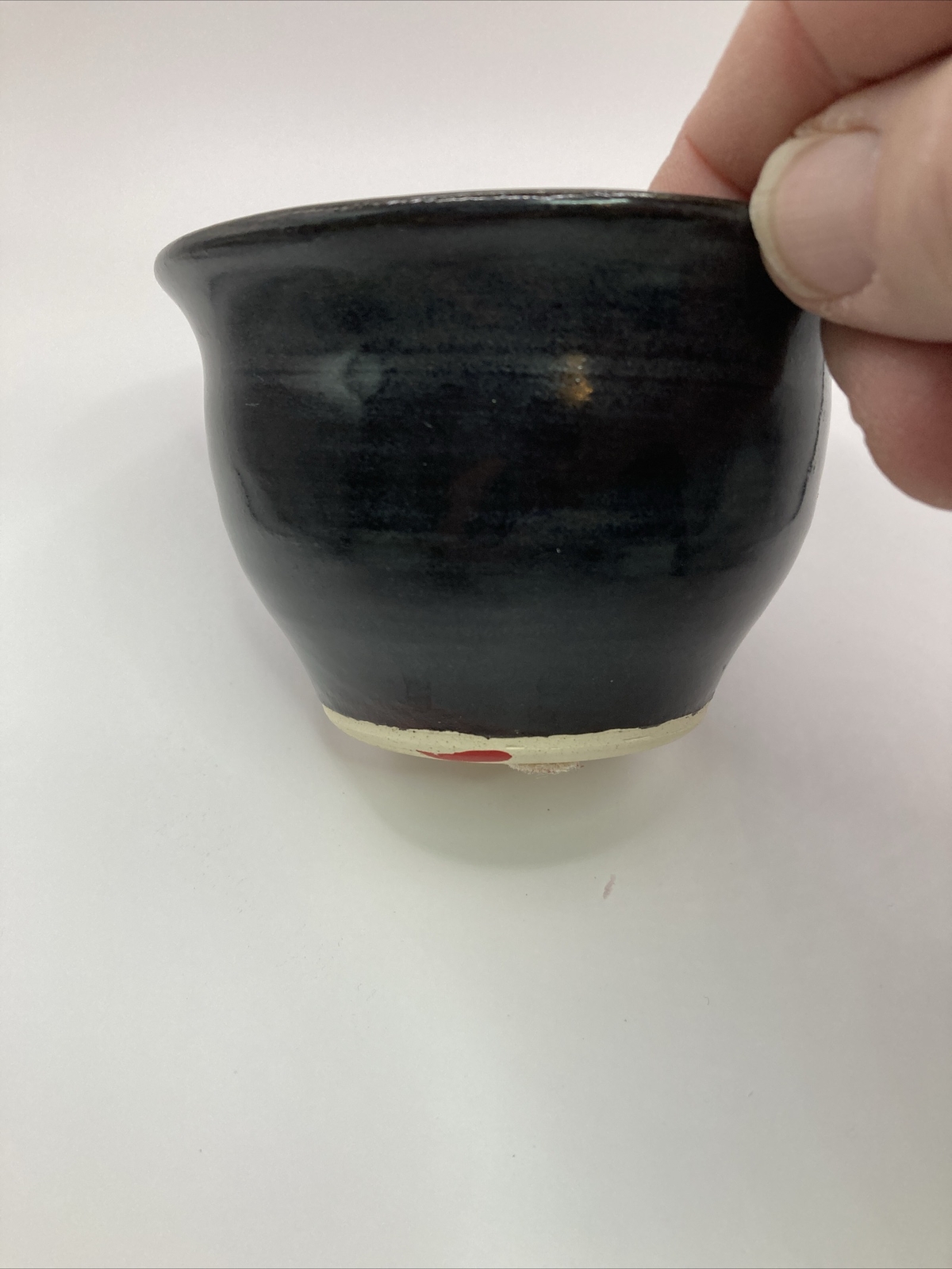 Flower Frog Vase Hand Glazed Handmade Pottery Black Handcrafted 3.5″x2.5″