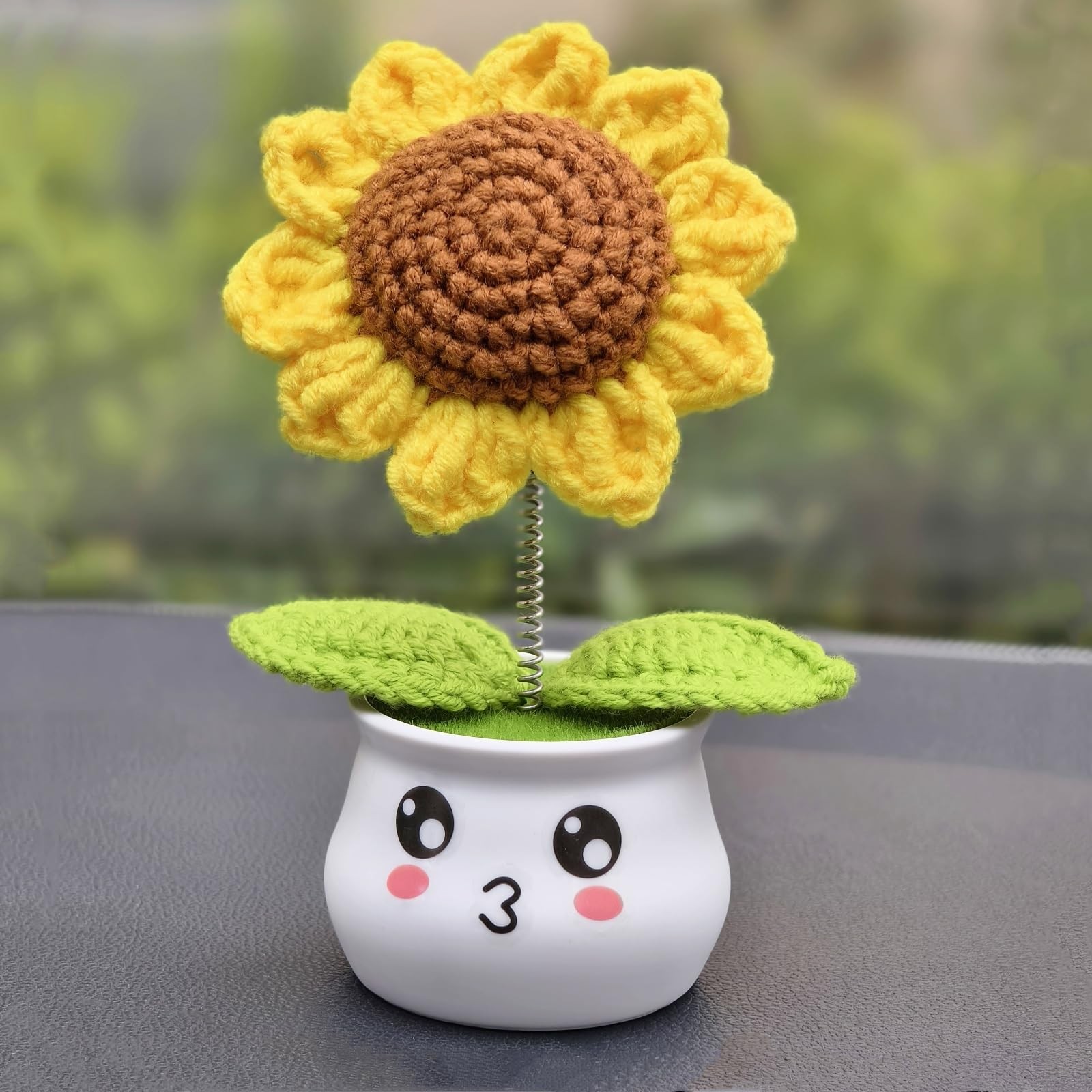 Crochet Sunflower Gifts for Office Desk Decor, Cute Artificial Knitted Sun Fl…