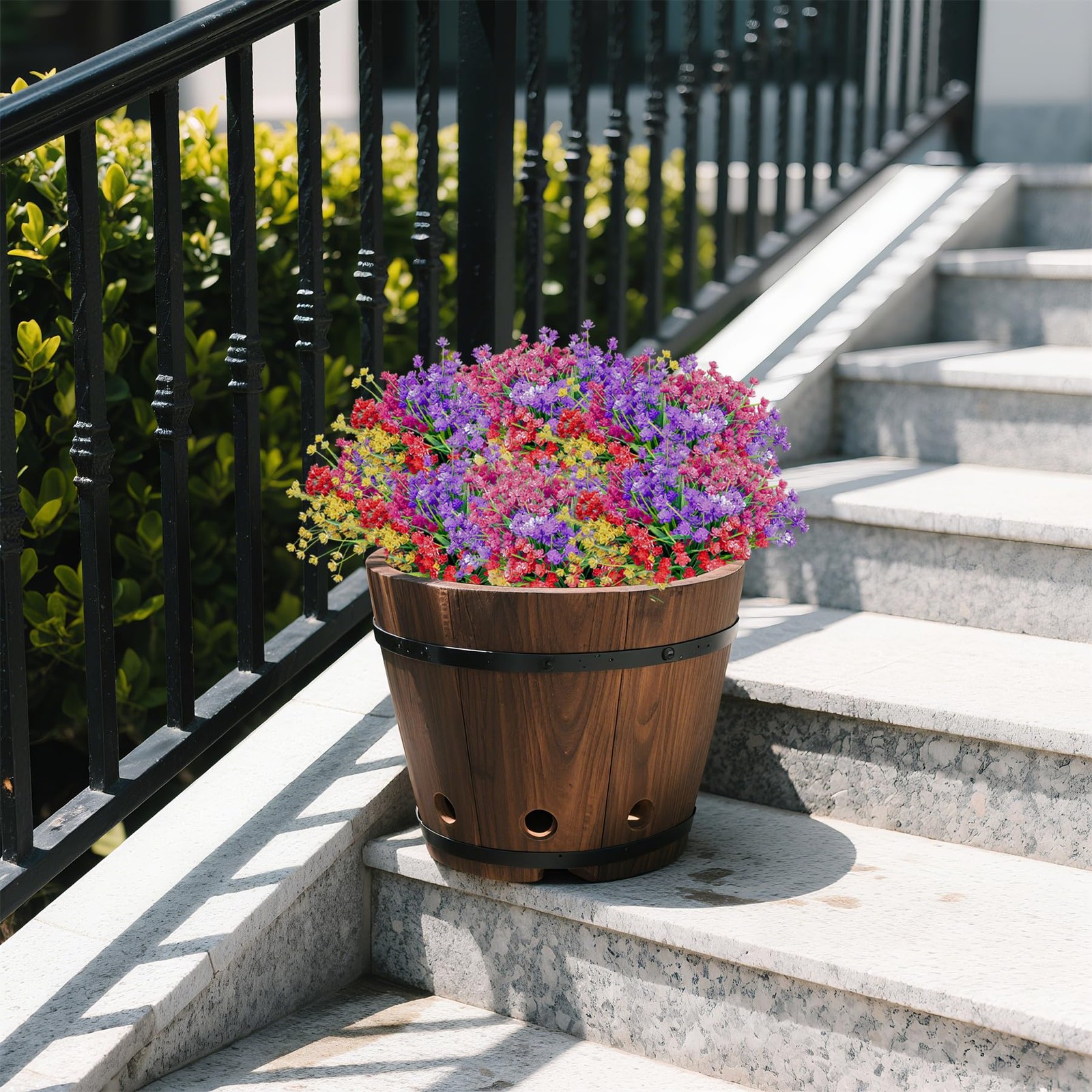 BCBLF Outdoor Flowers 12 Bundles Yellow Purple Pink Red