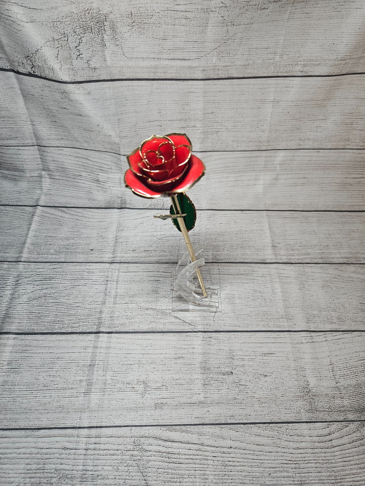 24K Gold Dipped Real Rose with Stand – Forever Gift for Her, Red – 11″ Long