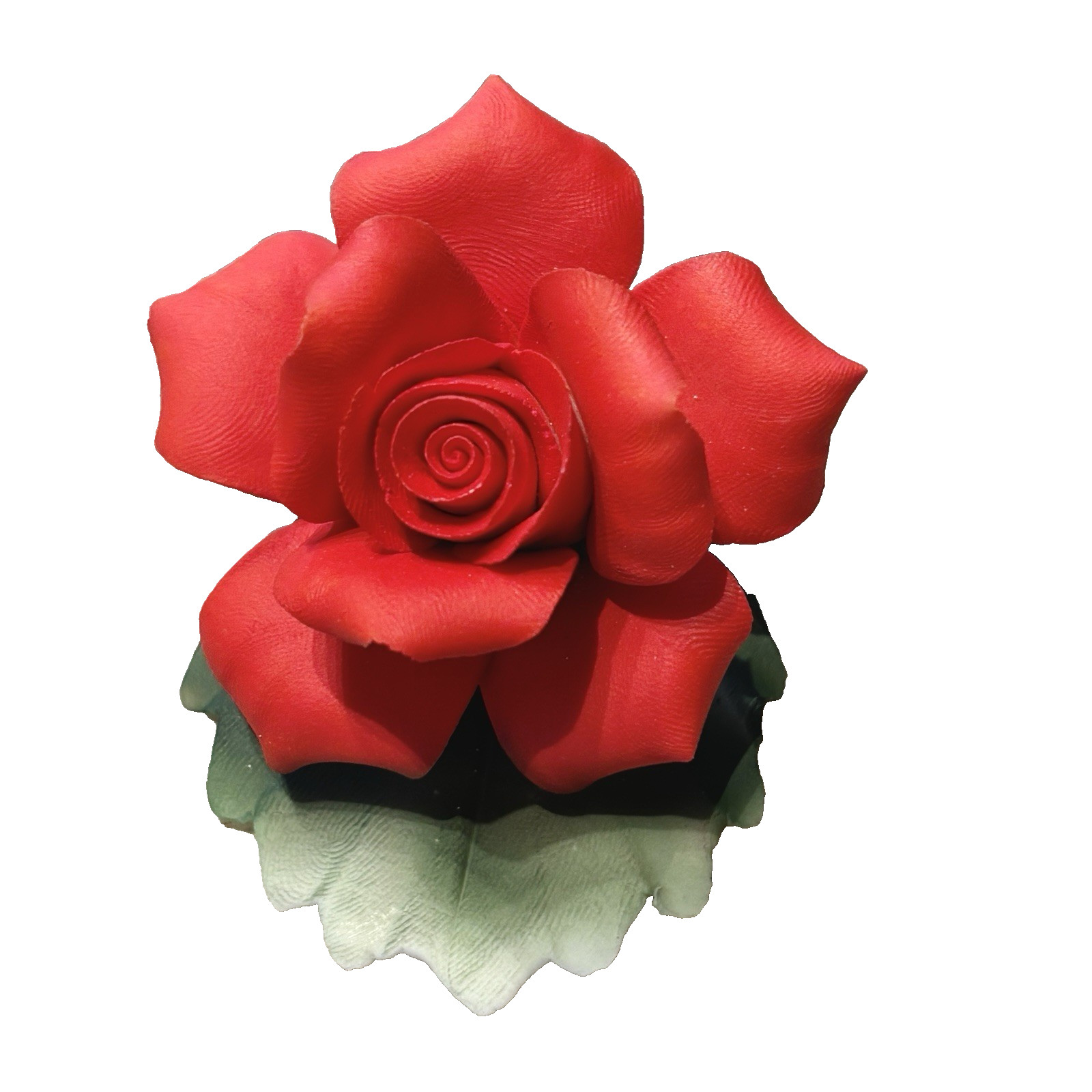 Capodimonte Italy Red Fine Porcelain Rose Flower Current Day backstamp