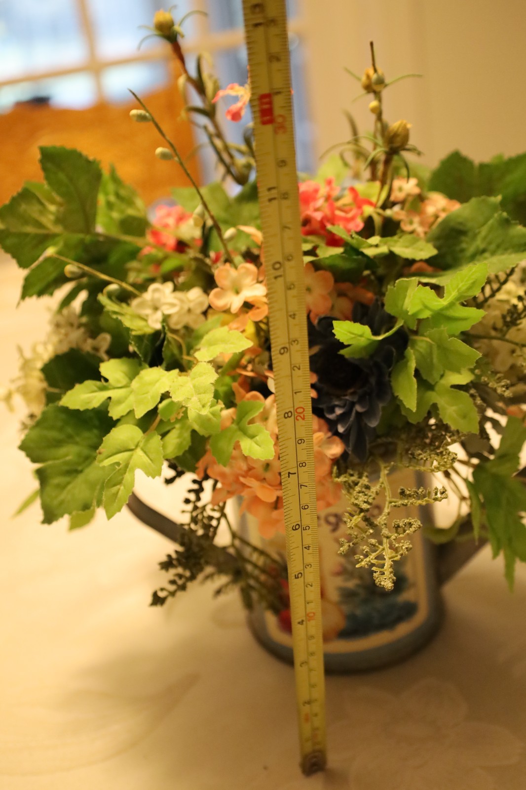Spring Multicolor Artificial Floral in a Watering Can Table Decoration