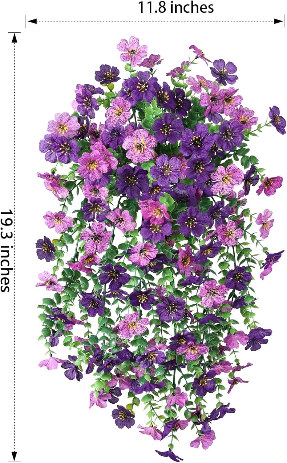 Lightweight Fake Hanging Flowers – 2Pcs Dark Purple Daisy with Eucalyptus Leaves