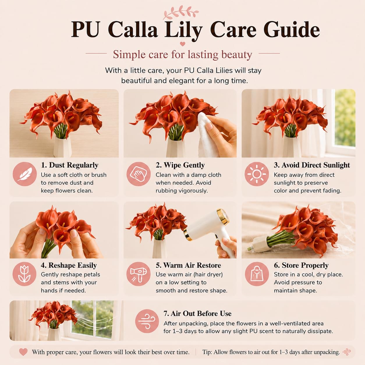 20pcs Burnt Orange Calla Lily Artificial Flowers