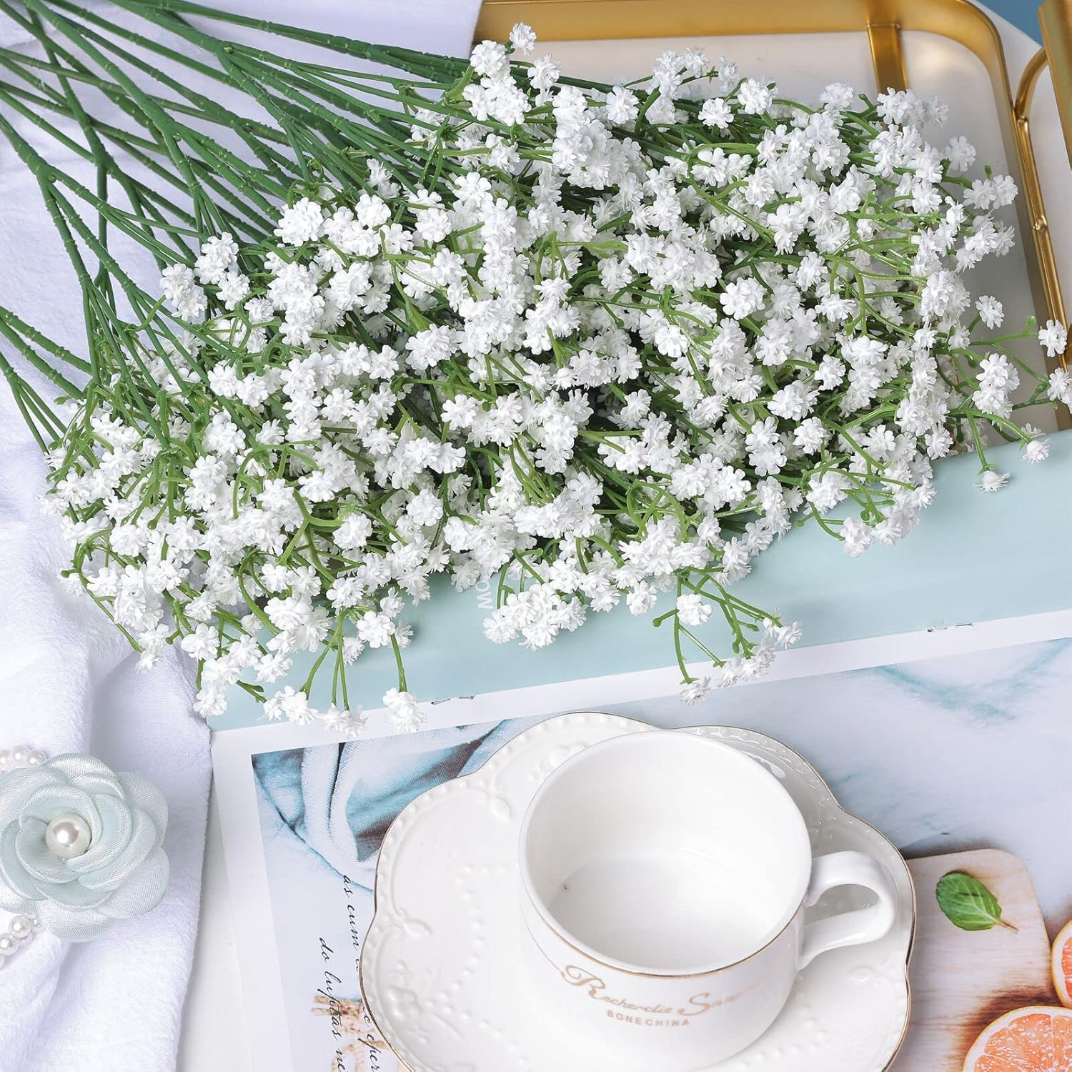 30 Pcs Artificial Baby’s Breath Flowers for Wedding & Home Decor