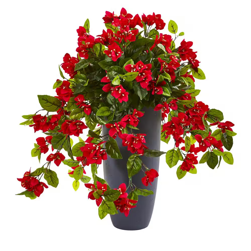 Indoor/Outdoor 26 In. Bougainvillea Artificial Plant in Planter UV Resistant