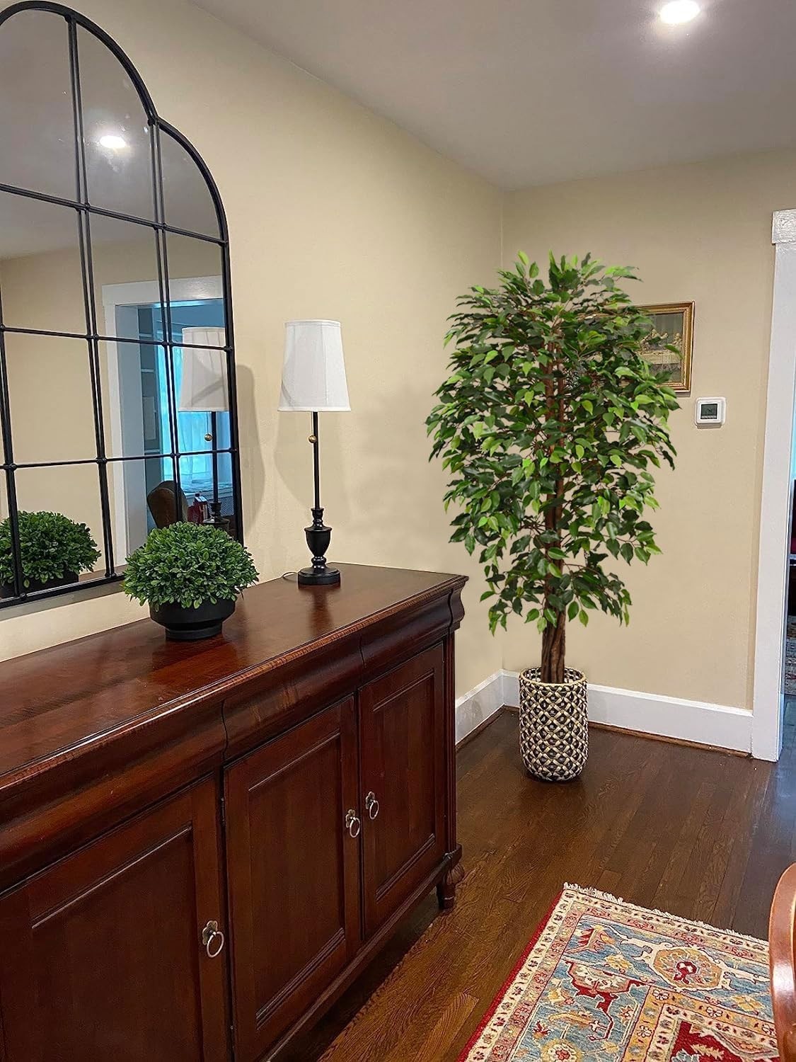 6ft Faux Ficus Silk Tree with Pot for Indoor Outdoor