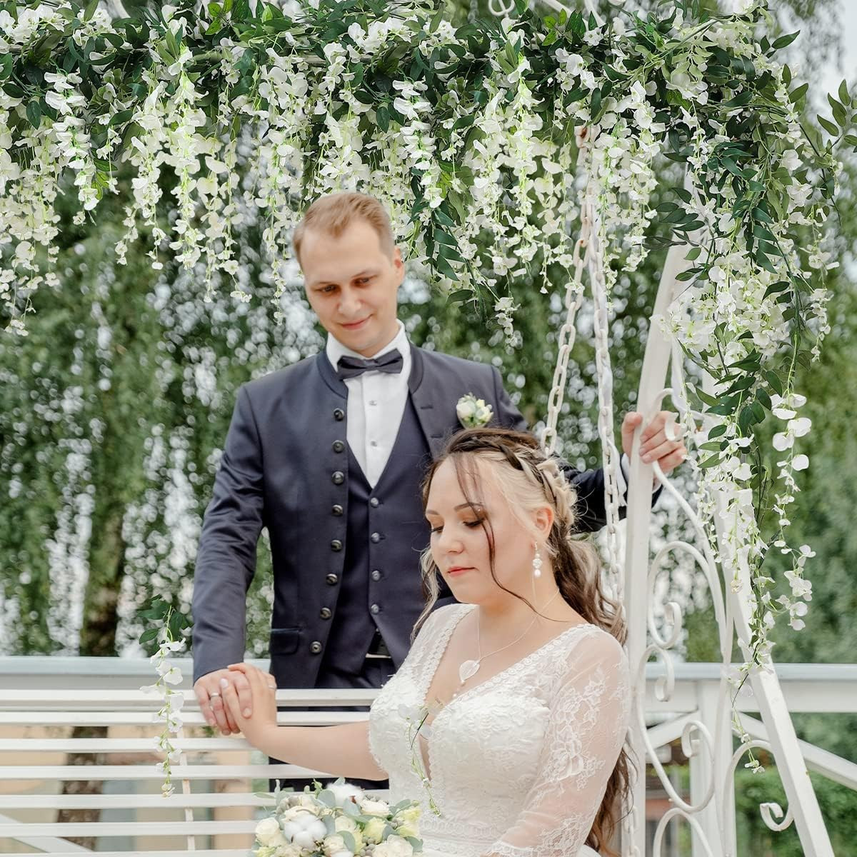 3Pcs 7.2Ft White Wisteria Garland for Wedding & Home Decor