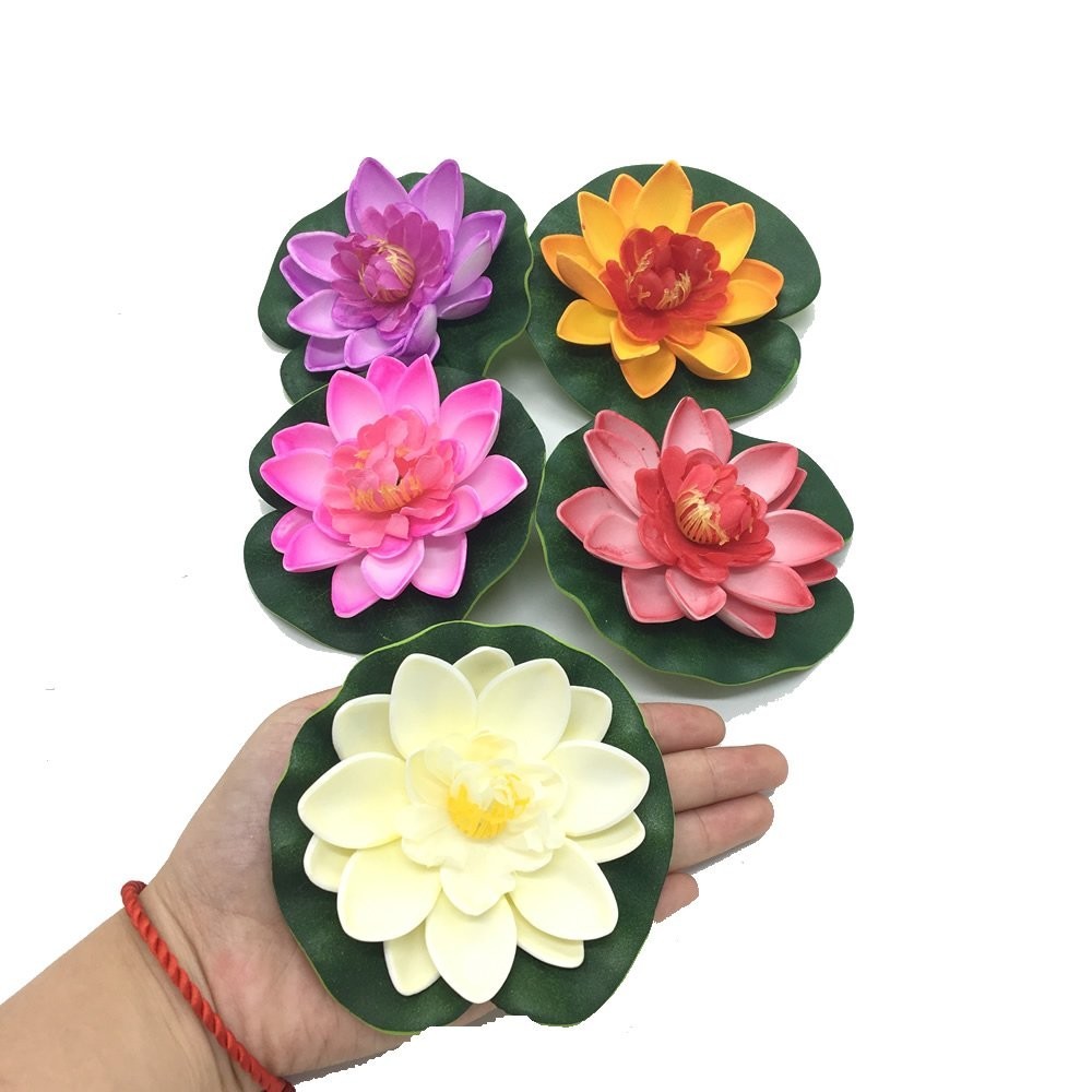 5Pcs Floating Artificial Lotus Flowers Decor Floating Pond Decor Water Lily Set