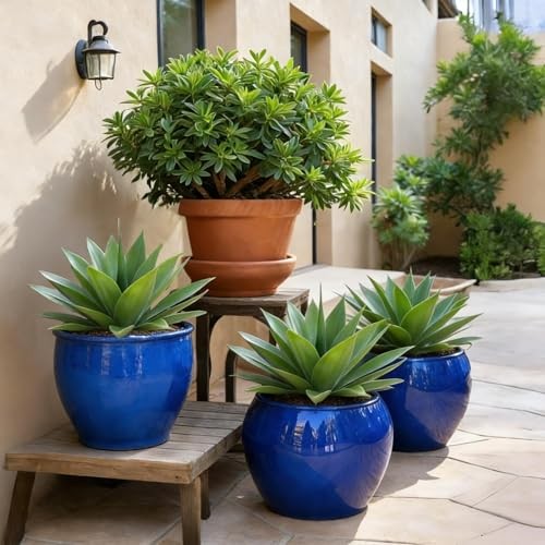 14 Inch Agave Plant Artificial Outdoor – 2 PCS UV Resistant Outdoor 14″ Green
