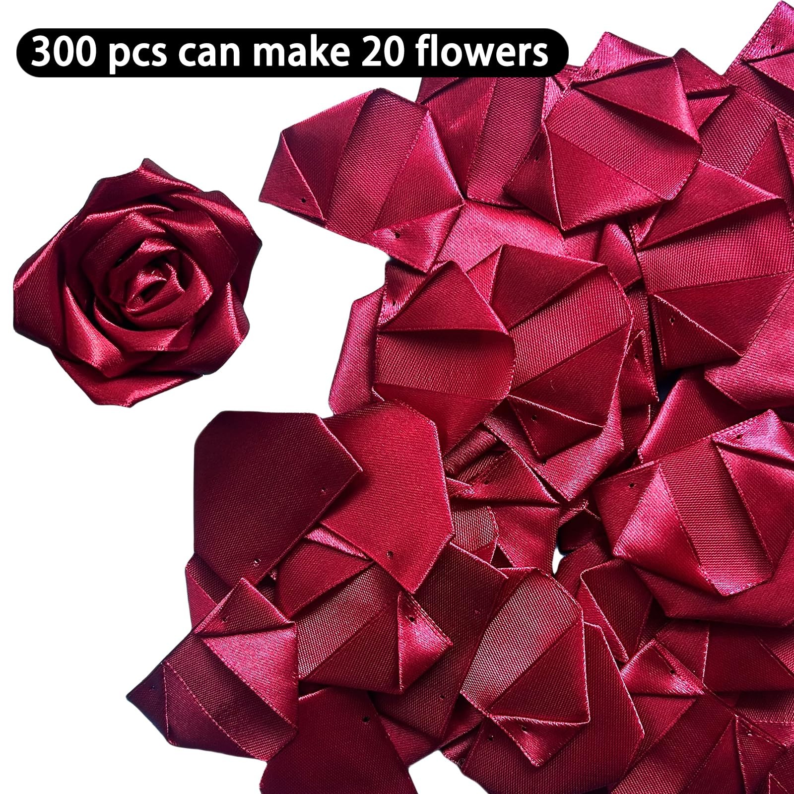 300Pcs Premade Satin Ribbon Rose Petals Half-Finished For Eternal Rose DIY Ra…
