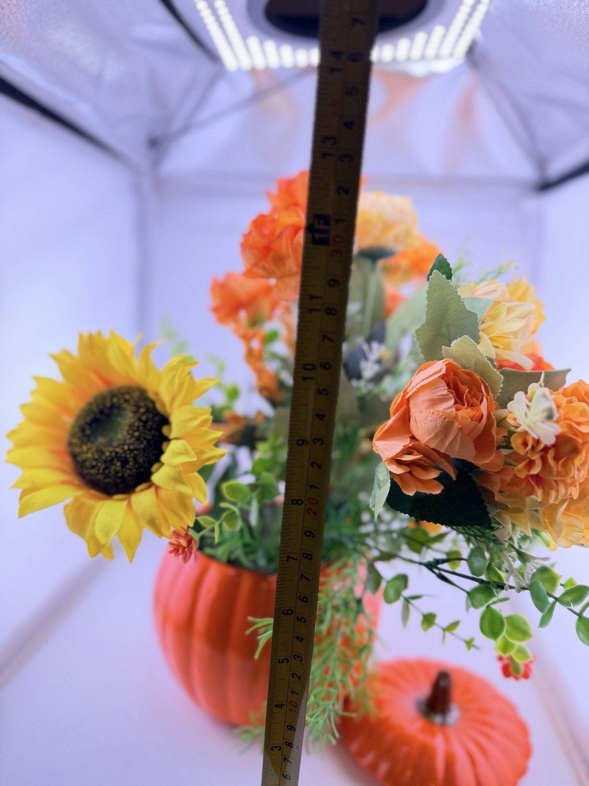 13” Pumpkin Vase Floral Arrangement Sunflower Fall Harvest Thanksgiving Decor