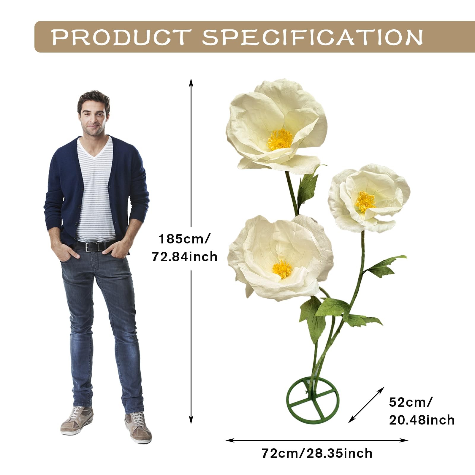 3PCS Giant Artificial Flower 3D Decorative Flowers Waterproof Indoor Outdoor …