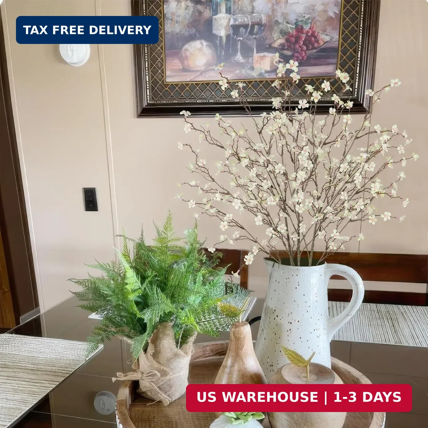 3 Pcs Cherry Blossom Branches Artificial Flowers for Spring Summer Indoor Decora