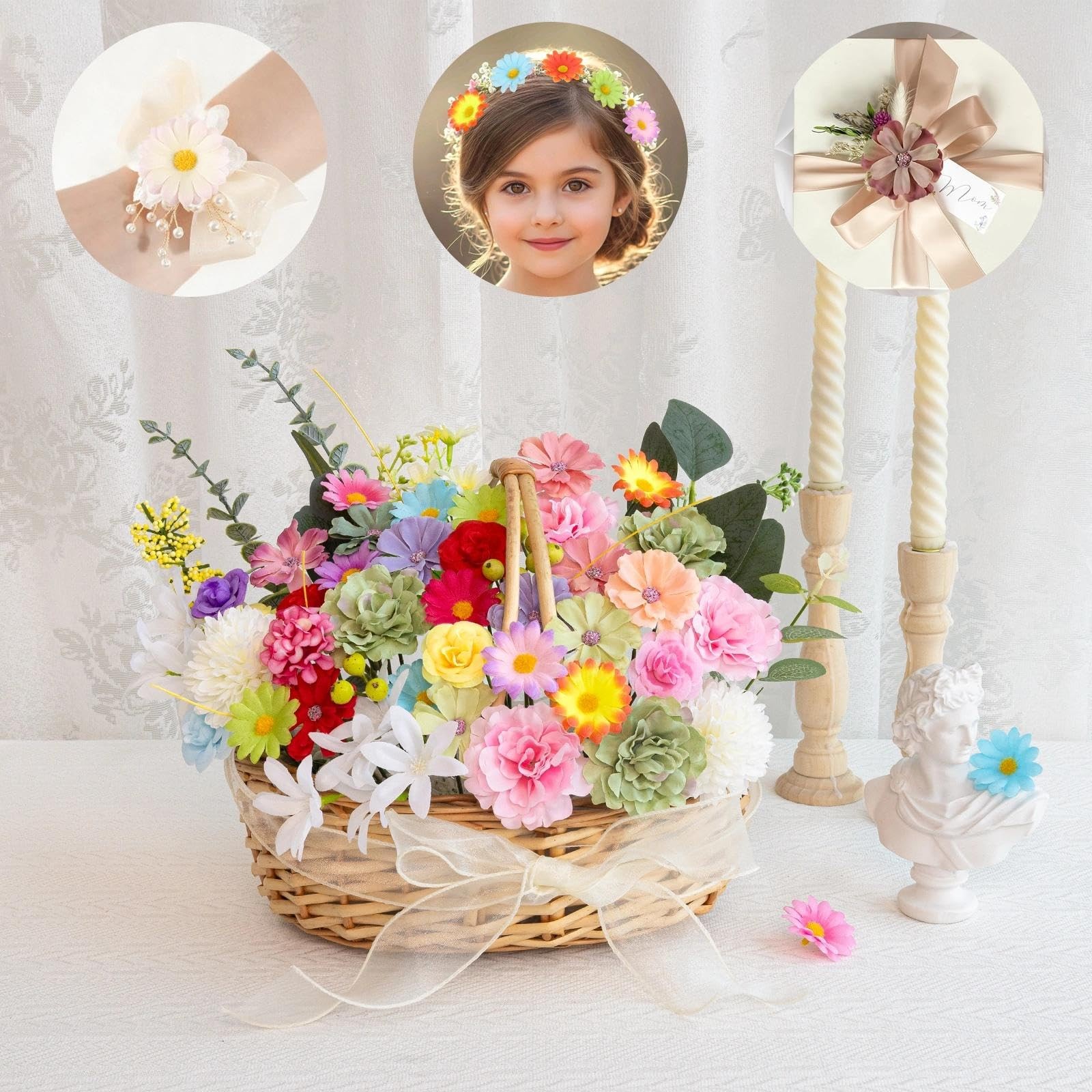 310Pcs Fake Flower Heads Mini Artificial Flower Bulk Silk Flowers for Decorat…